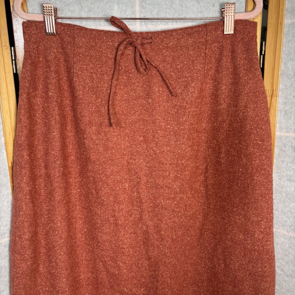 J Jill Maxi Skirt Women's Size 18 Wool Silk Blend Orange Lined Fringe Drawstring - Picture 2 of 10